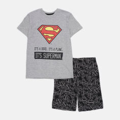 Акция на Підліткова літня піжама для хлопчика Disney Super Man SUP-52-04-271 152 см Сірий/Чорний от Rozetka