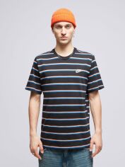Акція на Футболка бавовняна довга чоловіча Nike M Nsw Tee Club Stripe DZ2985-011 XL Чорний/Блакитний/Білий від Rozetka