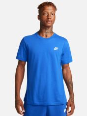 Акція на Футболка бавовняна довга чоловіча Nike M Nsw Club Tee AR4997-480 S Синя від Rozetka