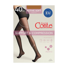 Акція на Колготки жіночі Conte elegant Aсtive Soft з утягувальними шортиками 40 DEN, Bronz, розмір 2 від Eva