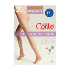 Акція на Колготки жіночі Conte elegant Aсtive Soft з утягувальними шортиками 20 DEN, Natural, розмір 4 від Eva