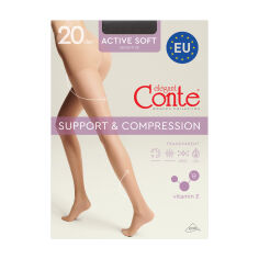 Акція на Колготки жіночі Conte elegant Aсtive Soft з утягувальними шортиками 20 DEN, Nero, розмір 4 від Eva