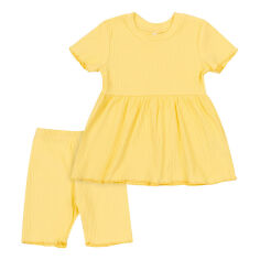 Акція на Комплект для девочки КС784 платье и шорты Бемби C00-лимонный 74 від Podushka