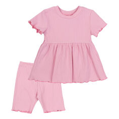 Акція на Комплект для девочки КС784 платье и шорты Бемби 900-светло-розовый 80 від Podushka