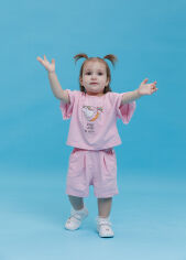 Акция на Костюм для девочки КС779 футболка и шорты Бемби 900-светло-розовый 80 от Podushka