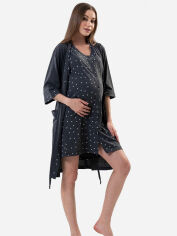 Акція на Халат + нічна сорочка для вагітних Vienetta 187824 M Темно-сірий від Rozetka