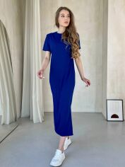 Акция на Плаття-футболка довге літнє жіноче Merlini Кассо 700000127 2XL-3XL Синє от Rozetka