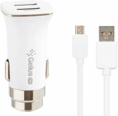 Акция на Gelius Usb Car Charger 2xUSB Pro Apollo 3.1A with microUSB Cable White (GP-CC01) от Stylus