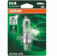Акция на Лампа Osram галогеновая 12V H4 60/55W P43T Ultra Life (OS_64193_ULT-01B) от MOYO