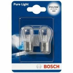 Акция на Лампа Bosch накаливания 12V P21/5W 21/5W Bay15D Pure Light (2шт) (BO_1987301016) от MOYO