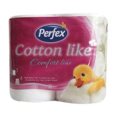 Акция на Туалетний папір Boni Perfex Cotton Like білий, 3-шаровий, 100 відривів, 4 рулони от Eva