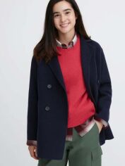 Акція на Пальто осіннє коротке жіноче Uniqlo 814175522 XS Синє від Rozetka