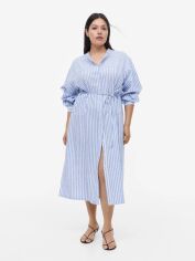 Акция на Плаття-сорочка міді літнє жіноче H&M 061139038 M Блакитний/Білий от Rozetka