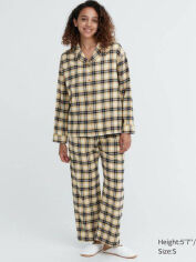 Акция на Піжама (сорочка + штани) жіноча великих розмірів бавовняна UNIQLO 845105538 XL Жовта от Rozetka