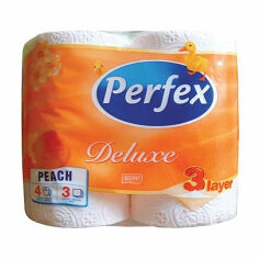 Акция на Туалетний папір Boni Perfex Deluxe Персик 3х-шаровий 150 відривів, білий, 4 шт от Eva