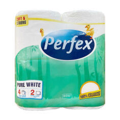 Акция на Туалетний папір Boni Perfex білий, 2-шаровий, 110 відривів, 4 рулони от Eva