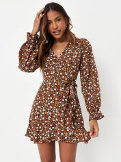 Акція на Плаття на запах коротке жіноче Missguided GD-00064268 34 Коричневе від Rozetka