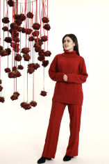 Акція на Штаны Оливия вязаные с узором Art Knit красный S/M від Podushka