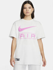 Акція на Футболка бавовняна оверсайз довга жіноча Nike Tee Air FV8002-025 XL Фотонний пил/Грайливий рожевий від Rozetka