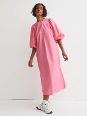 Акция на Плаття міді літнє жіноче H&M 061048744 XL Рожеве от Rozetka