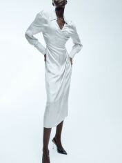 Акция на Сукня-сорочка вечірня міді літня жіноча H&M WW1200695 M Срібляста от Rozetka