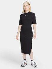 Акция на Платье-футболка миди летнее женское Nike Essential Midi Dress DV7878-010 XS Черное от Rozetka