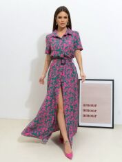 Акція на Плаття-сорочка довге літне жіноче ISSA PLUS 14528 XL Різнокольорове від Rozetka