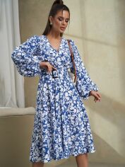 Акция на Плаття міді літнє жіноче ISSA PLUS 14469 XL Блакитне от Rozetka