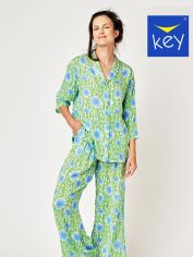 Акция на Піжама (сорочка + штани) жіноча великих розмірів Key LNS 509 A24 XL Зелений/блакитний от Rozetka