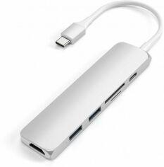 Акція на Satechi Adapter USB-C to micro SD+SD+2xUSB3.0+USB-C Silver (ST-SCMA2S) від Stylus