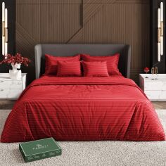 Акция на Комплект постельного белья страйп-сатин Pagoti Maestro красный Полуторный комплект наволочки 50х70 см от Podushka