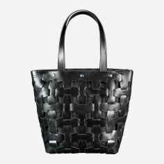 Акція на Жіноча шкіряна сумка-шоппер BlankNote Пазл L BN-BAG-33-ygol Вугілля від Rozetka