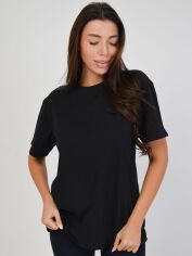 Акция на Піжамна футболка жіноча великих розмірів бавовняна Leinle 1259 XL Чорна от Rozetka