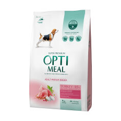 Акция на Сухий повнораціонний корм Optimeal для собак середніх порід зі смаком індички, 4 кг от Eva