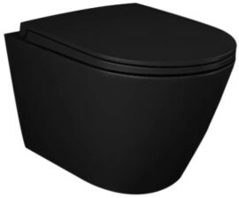 Акція на Унітаз підвісний RAK CERAMICS Feeling Rimless Matt Black RSTSC3901504+RST23504A з сидінням Soft Close дюропласт черный матовый від Rozetka