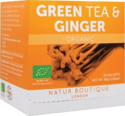 Акція на Зелений чай з імбирем органічний пакетований Natur Boutique 20 фільтр-пакетів від Rozetka