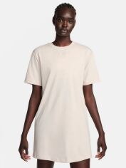 Акция на Плаття-футболка міні літнє жіноче Nike W Nsw Essntl Ss Dress Tshrt DV7882-104 XS Бежеве от Rozetka