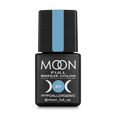 Акція на Гель-лак для нігтів Moon Full Breeze Color Gel Рolish 417 Яскраво-блакитний, 8 мл від Eva