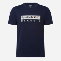 Акція на Футболка бавовняна довга чоловіча Reebok Gs Reebok Classic Ss 100070394 S Темно-синя від Rozetka