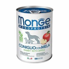 Акція на Вологий корм для собак Monge Monoprotein зі смаком кролику та яблука, 400 г від Eva