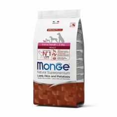 Акція на Сухий корм Monge Extra Small Adult для собак малих порід (до 2 кг), зі смаком ягня з рисом та картоплею, 2.5 кг від Eva