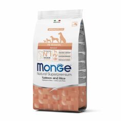 Акція на Сухий корм Monge All Breeds Adult для собак всіх порід, зі смаком лосося з рисом, 2.5 кг від Eva
