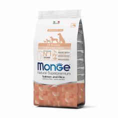 Акція на Сухий корм Monge All Breeds Puppy & Junior для цуценят та собак всіх порід, зі смаком лосося з рисом, 2.5 кг від Eva