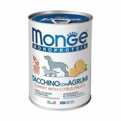 Акція на Вологий корм для собак Monge Monoprotein зі смаком індички та цитрусів, 400 г від Eva