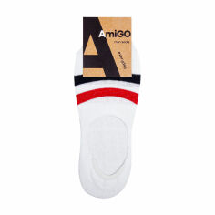 Акція на Шкарпетки чоловічі Amigo SS17 сліди, білі зі смужками, розмір 27 від Eva
