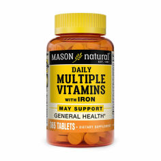 Акція на Дієтична добавка вітаміни в таблетках Mason Natural Daily Multiple Vitamins With Iron з залізом, 365 шт від Eva