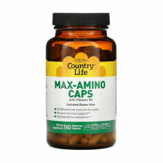 Акция на Дієтична добавка амінокислоти з вітамінами в капсулах Country Life Max-Amino Caps Комплекс амінокислот з вітаміном B6, 180 шт от Eva