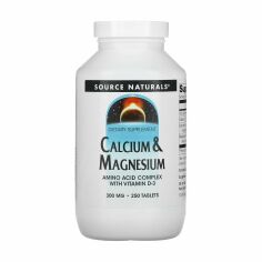 Акция на Дієтична добавка мінерали в таблетках Source Naturals Calcium & Magnesium Кальцій та магній з амінокислотним хелатом та вітаміном D3, 300 мг, 250 шт от Eva