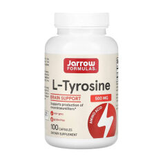 Акція на Дієтична добавка амінокислота в капсулах Jarrow Formulas L-Tyrosine L-Тирозин 500 мг, 100 шт від Eva