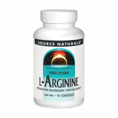 Акція на Дієтична добавка амінокислота в капсулах Source Naturals L-Arginine L-Аргінін, 500 мг, 50 шт від Eva